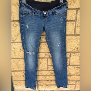 H&M Denim Jeans Maternity skinny high rib Mama Size 10 Distressed